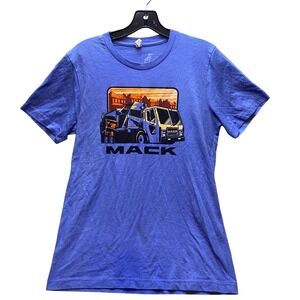 Mack Shirt Womens Medium Heathered‎ Trucker Rugged Workwear Graphic USA Blue